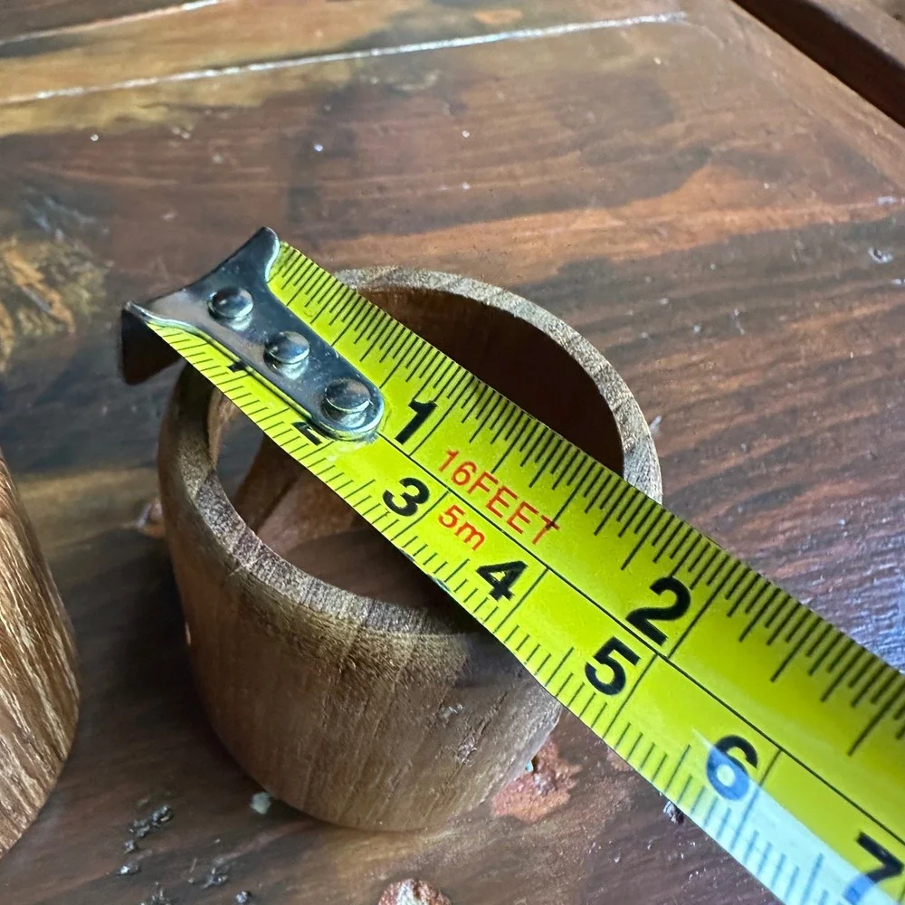 Kemp & Beatley Napkin Rings Burma Teak Wood Set of 6 Vintage MCM Hong Kong
